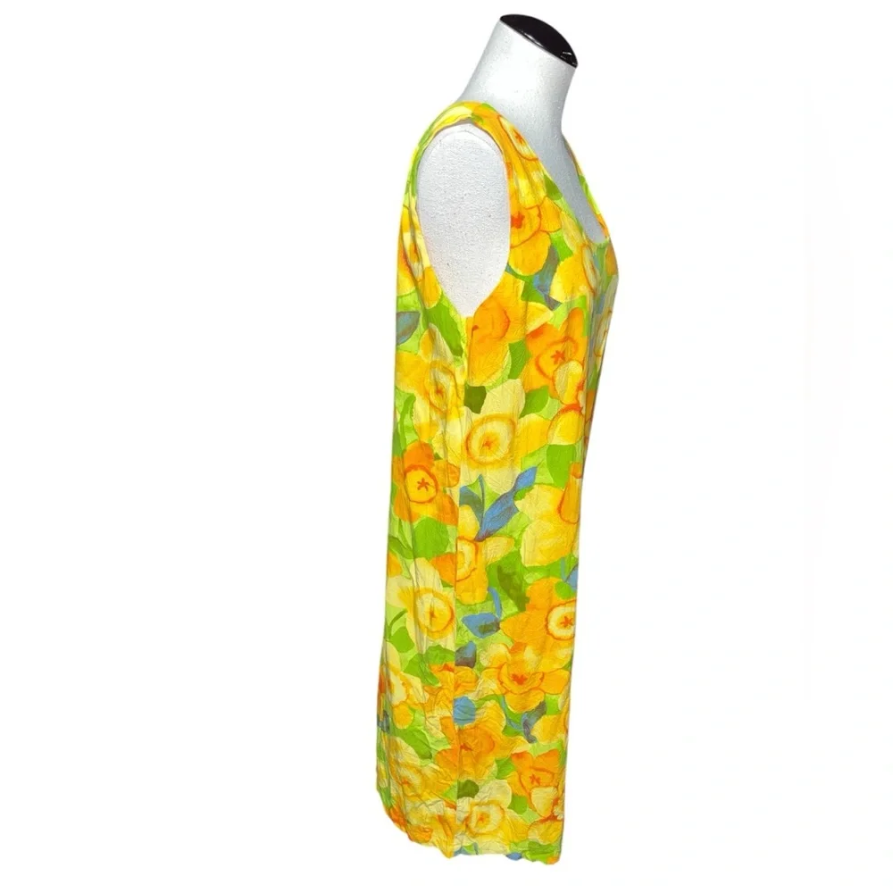 Vintage Jams World Rover dress yellow floral colorful artsy art to wear small